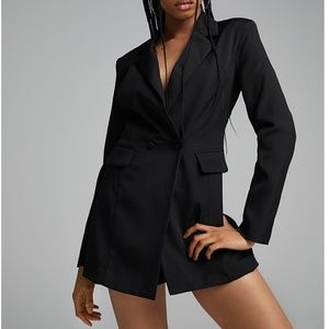 Black two button built-in shorts blazer dress NWT